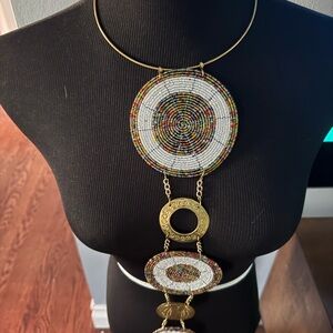 African Circular Beadwork Statement Handmade Necklace Maasai Tribal